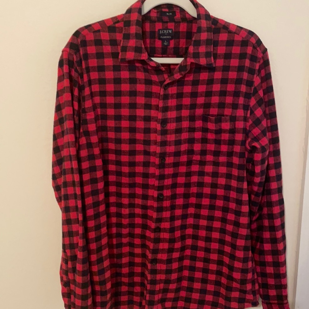 JCrew red and black checked flannel